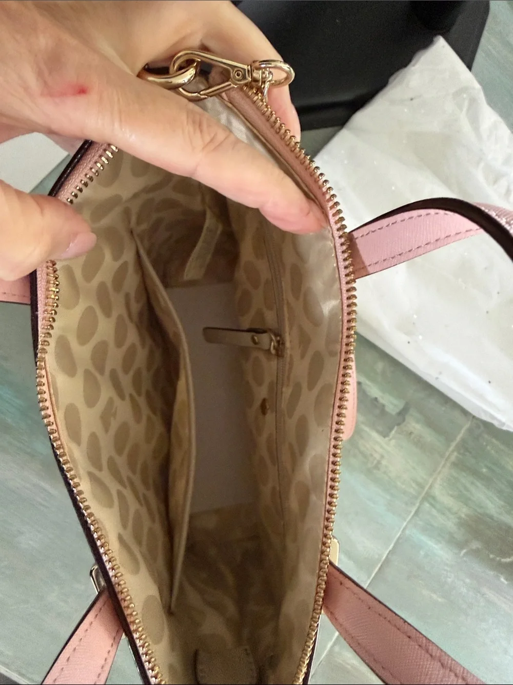 Kate Spade - Pink and Taupe Two-Tone Saffiano Satchel